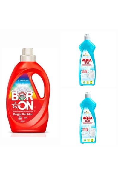 DOĞAL MİNERALLİ ÇAMAŞIR DETERJANI RENKLİLER İÇİN 26 YIKAMA+ 2*650 ML AQUABOR BULAŞIK DETERJANI ürün görseli 1