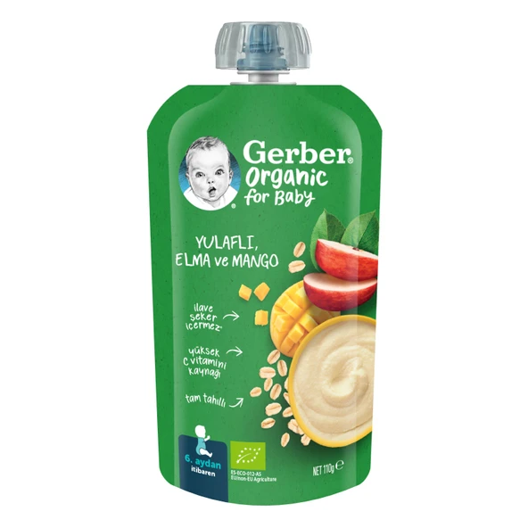 Organik Yulaflı Elma ve Mango Püre 110 gr ürün görseli 1