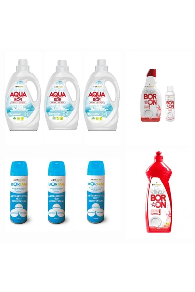 AQUABOR SIVI DETERJAN BEYAZLAR İÇİN 99 YIKAMA+ BULAŞIK DETERJANI + 3 ADET DEZENFEKTAN ürün görseli 1