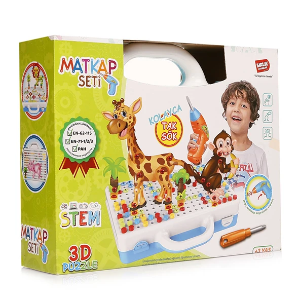 Eğitici Matkap Seti-Hayvanlar 3D Stem (5 ADET) ürün görseli 1