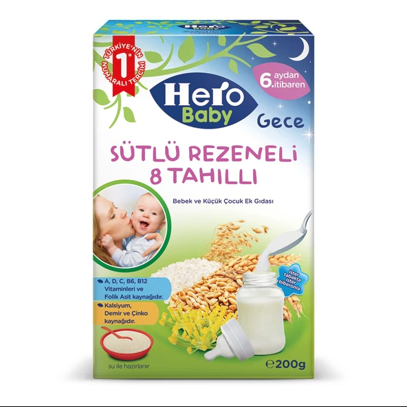 Gece Sütlü Rezeneli 8 Tahıllı Kaşık Maması 200 gr ürün görseli 1