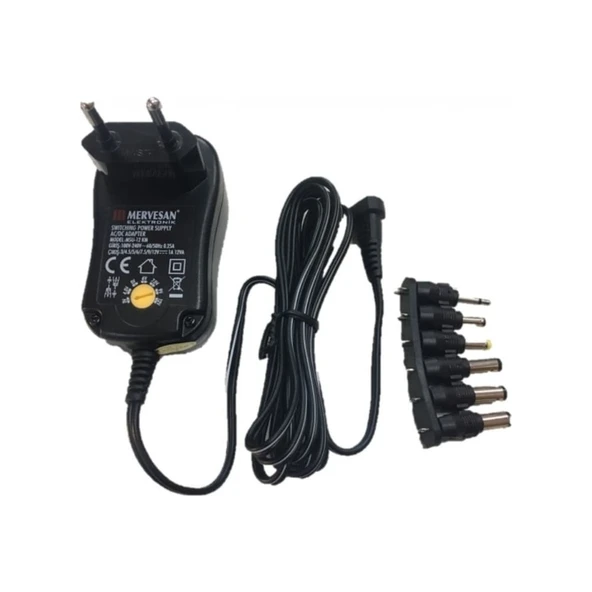 MERVESAN MTU-12KM 3-12V 1A L Jaklı Ayarlı Adaptör ürün görseli 1