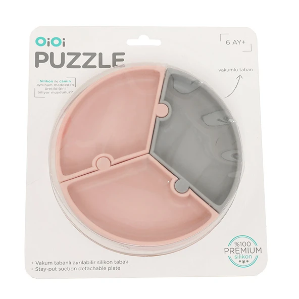 Puzzle Mama Tabağı Pinky Pink Powder Grey ürün görseli 1