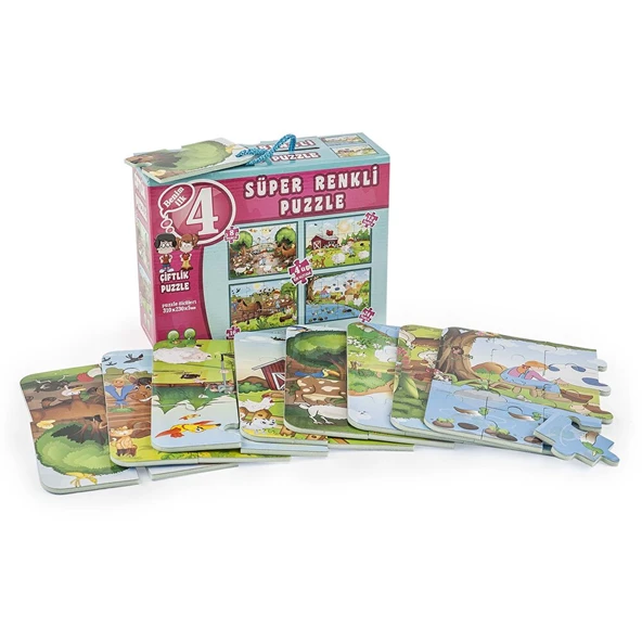 Dıy Toy Çiftlik Süper Renkli Puzzle 4 Adet Puzzle (3 ADET) ürün görseli 1