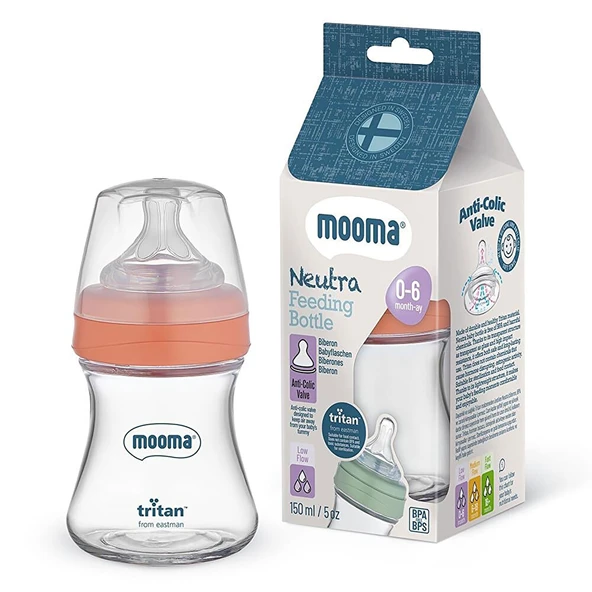 Neutra Tritan Biberon 150 ml 0-6 Ay Yavaş Akış Mercan Pembe ürün görseli 1