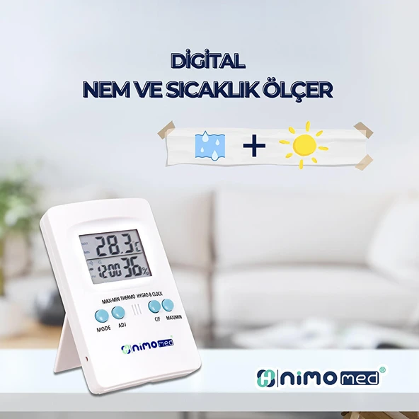 Dijital Saatli Nem ve Sıcaklık Ölçer (3 ADET) - Resim 2