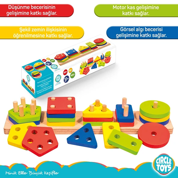 Ahşap Geometrik Şekiller 5'li (4 ADET) - Resim 3