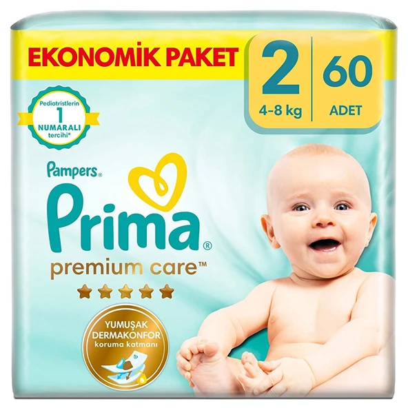 Bebek Bezi Premium Care 2 Beden Mini Ekonomik Paket 4-8 kg 60 Adet (5 ADET) ürün görseli 1