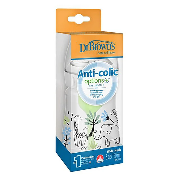 DB 51008 Geniş Ağız Anti-Kolik Options+ 150 ml PP , Orman Fil Desenli (2 ADET) ürün görseli 1