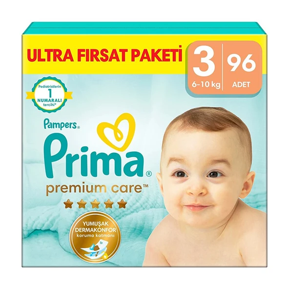 Bebek Bezi Premium Care 3 Beden Midi Ultra Fırsat Paketi 6-10 kg 96 Adet (3 ADET) ürün görseli 1