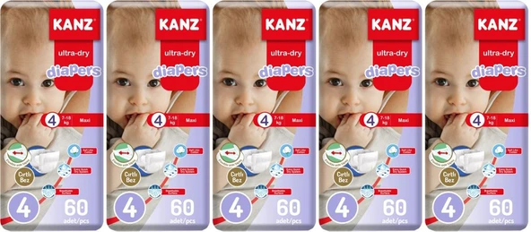 Kanz Bebek Bezi 4 numara 60’lı 5 paket 300 Adet ürün görseli 1