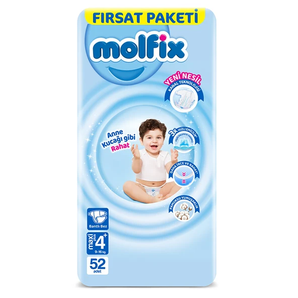 Bebek Bezi 4+ Beden Maxi Plus Fırsat Paketi 9-16 kg 52 Adet 1 Adet ürün görseli 1