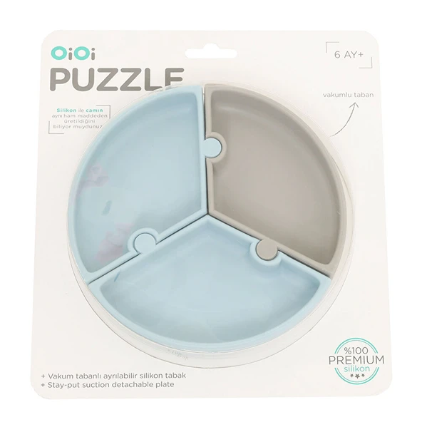 Puzzle Mama Tabağı Mineral Blue Powder Grey ürün görseli 1