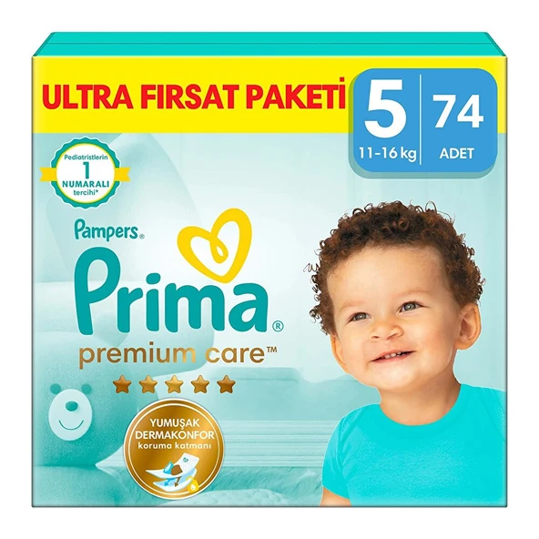 Bebek Bezi Premium Care 5 Beden Junior Ultra Fırsat Paketi 11-16 kg 74 Adet 1 Adet ürün görseli 1