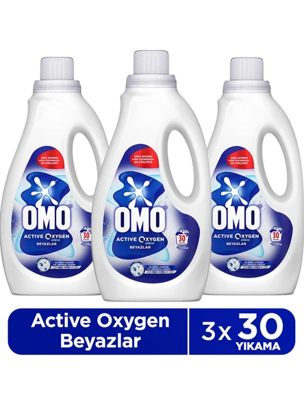 Omo Active Oksijen Etkisi Beyazlar Için Sıvı Deterjan 1500 Ml x 3 ürün görseli 1