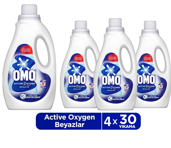 Omo Active Oksijen Etkisi Beyazlar Için Sıvı Deterjan 1500 Ml x 4 ürün görseli 1