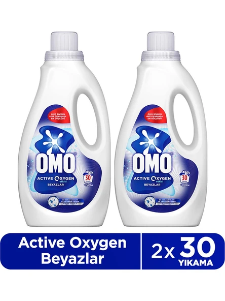 Omo Active Oksijen Etkisi Beyazlar Için Sıvı Deterjan 1500 Ml x 2 ürün görseli 1