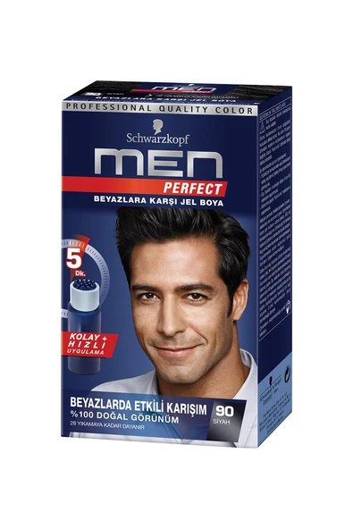3 ADET Men Perfect 90 Siyah Erkek Saç Boyası ürün görseli 1