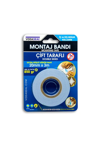 4 ADET Vodaseal Çift Taraflı Bant Beyaz 20mmx3mt ürün görseli 1