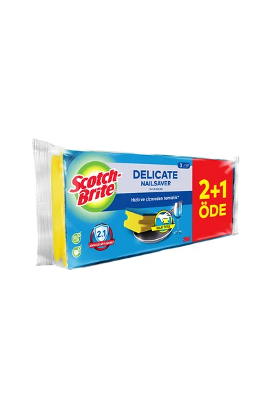 3 ADET Scotch Brite Çizmez Klasik Sünger Tırnak Koruyuculu 2+1 ürün görseli 1