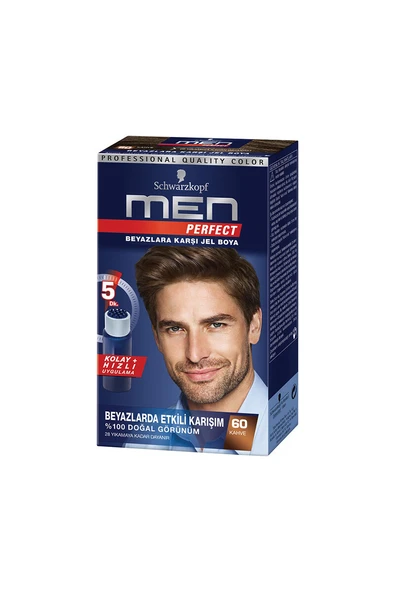 4 ADET Men Perfect 60 Kahve Erkek Saç Boyası ürün görseli 1
