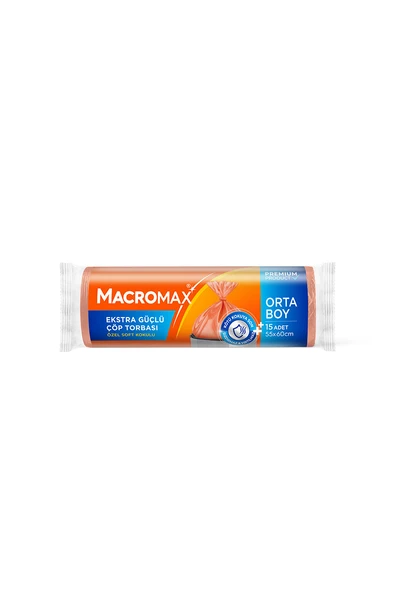 3 ADET Macromax Extra Güçlü Çöp Torbası Orta Boy 15'li - Resim 2
