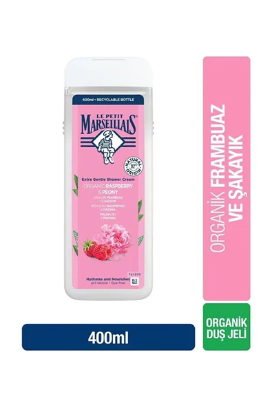 4 ADET Le Petit Marseillais Duş Jeli 400 Ml Frambuaz Şakayık ürün görseli 1