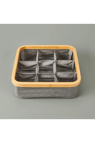 4 ADET Arow 9 Bölmeli Katlanabilir Sepet Gri 30x30 cm ürün görseli 1