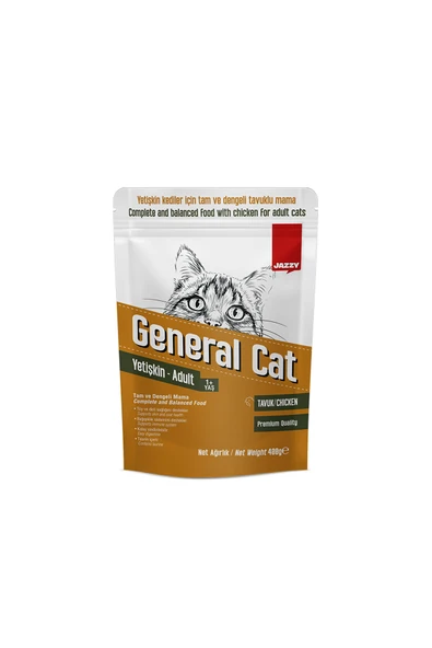 3 ADET Jazzy General Cat Yetkişkin Kedi Maması Tavuklu 400 Gr ürün görseli 1