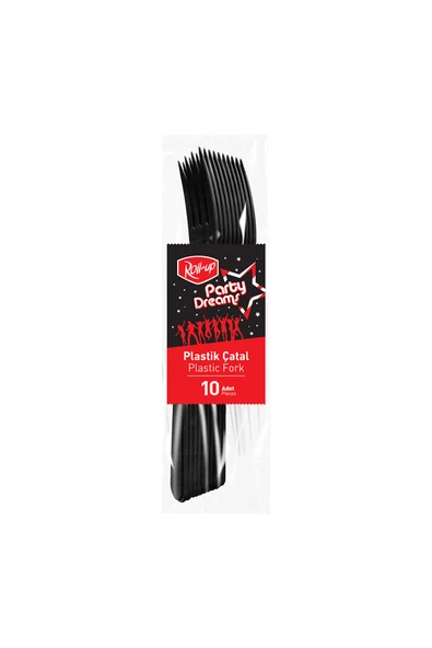 3 ADET Roll-Up Party Dreams Çatal Siyah 10'lu ürün görseli 1
