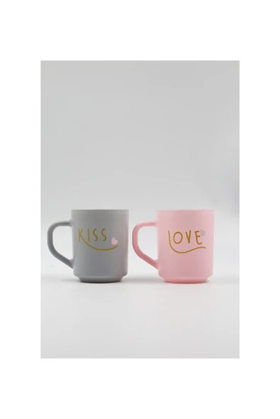 2 ADET Rakle Love & Kiss Mug Kupa Set 2'li 246 cc ürün görseli 1