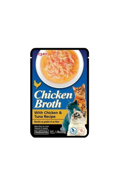 4 ADET Ciao Chicken Broth Tavuk Sulu ve Ton Balıklı Kedi Çorbası 50 Gr ürün görseli 1