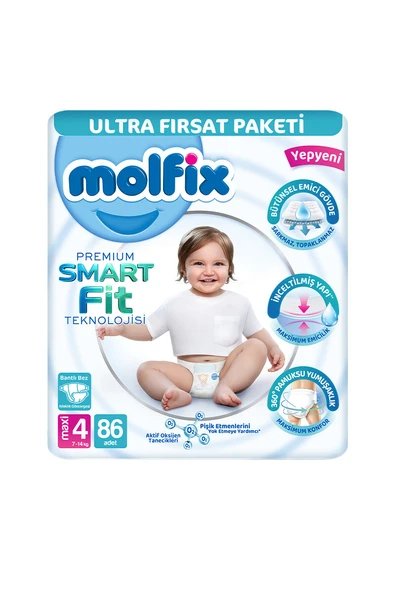 4 ADET Molfix Smart Fit Premium Ultra Fırsat 4 Numara 86'lı ürün görseli 1