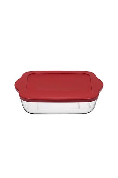2 ADET Paşabahçe Kırmızı Kapaklı Borcam 21x16 cm 1040 cc ürün görseli 1