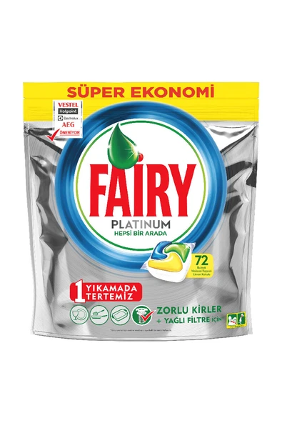 4 ADET Fairy 72 Li Bulaşık Makinası Tableti Platinum ürün görseli 1