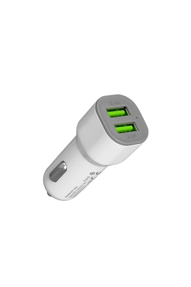 3 ADET Hytech HY-X40 3.4A Hızlı Şarj 2 USB Beyaz Araç Şarj Cihazı ürün görseli 1