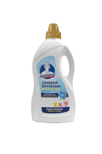 4 ADET Highgenic Sıvı Çamaşır Deterjanı Beyazlar 3000 Ml ürün görseli 1