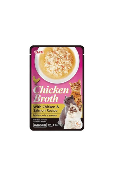 3 ADET Ciao Chicken Broth Tavuk Sulu ve Somonlu Kedi Çorbası 50 Gr ürün görseli 1
