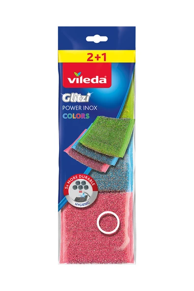 3 ADET Vileda Power Pad 2+1'li İnox Colors ürün görseli 1