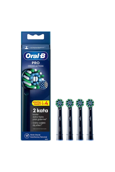 2 ADET Oral-B Sarjlı Diş Fırçası Yedek Cross Action 4'lü Siyah ürün görseli 1