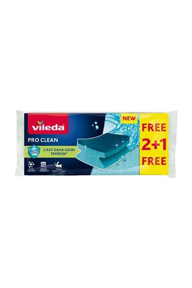3 ADET Vileda Pro Clean Oluklu Sünger 2+1'li - Resim 2