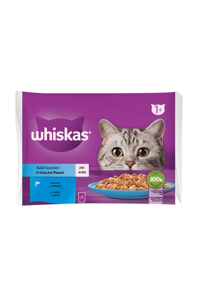 3 ADET Whiskas Pouch Balıklı Kedi Maması 4'lü Paket ürün görseli 1