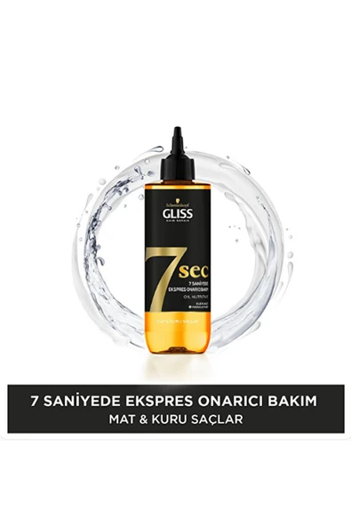 3 ADET Gliss Oil Nutritive 7 Saniye Onarıcı Bakım Sıvı Saç Kremi 200ml ürün görseli 1