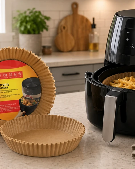 100 Lü Airfryer Kağıdı Yağ Geçirmez Yapışmaz Pişirme Kağıdı ürün görseli 1