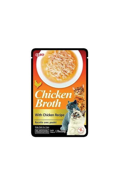 2 ADET Ciao Chicken Broth Tavuk Sulu ve Tavuklu Kedi Çorbası 50 Gr ürün görseli 1