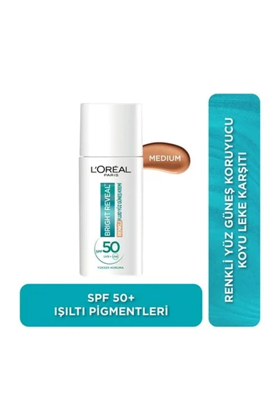 2 ADET L'Oréal Paris Bright Reveal Yüz Güneş Kremi Medium 50 ml ürün görseli 1