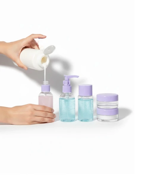 5 Parça Şeffaf Seyahat Kozmetik Seti 30 Ml - Resim 5