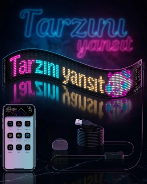 Rgb Led Matrix Panel Esnek Yapı Uygulama Kontrollü Kayan Yazı Ekranı ürün görseli 1
