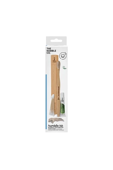 Humble Travel Kit Seyahat Seti - Yeni Tasarım (diş fırçası + diş macunu + kulak çubuğu + kürdanlı diş ipi + bambu kap) ürün görseli 1