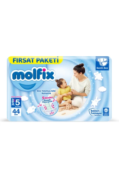 4 ADET Molfix Bebek Bezi Fırsat Paketi (5+) Junior Plus 13-20 kg 44'lü ürün görseli 1